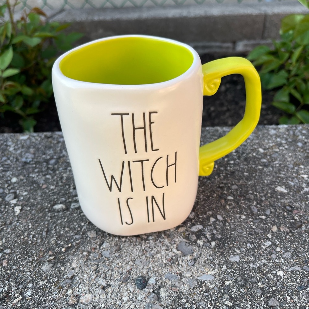 Rae Dunn White Mug with Bright Yellow Handle